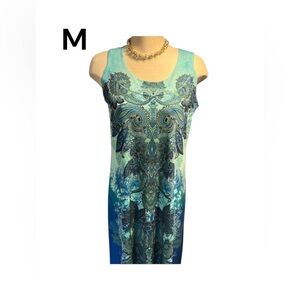 ELLEN PARKER Dress Size Medium Beautiful Colours Floral Paisley Stretchy